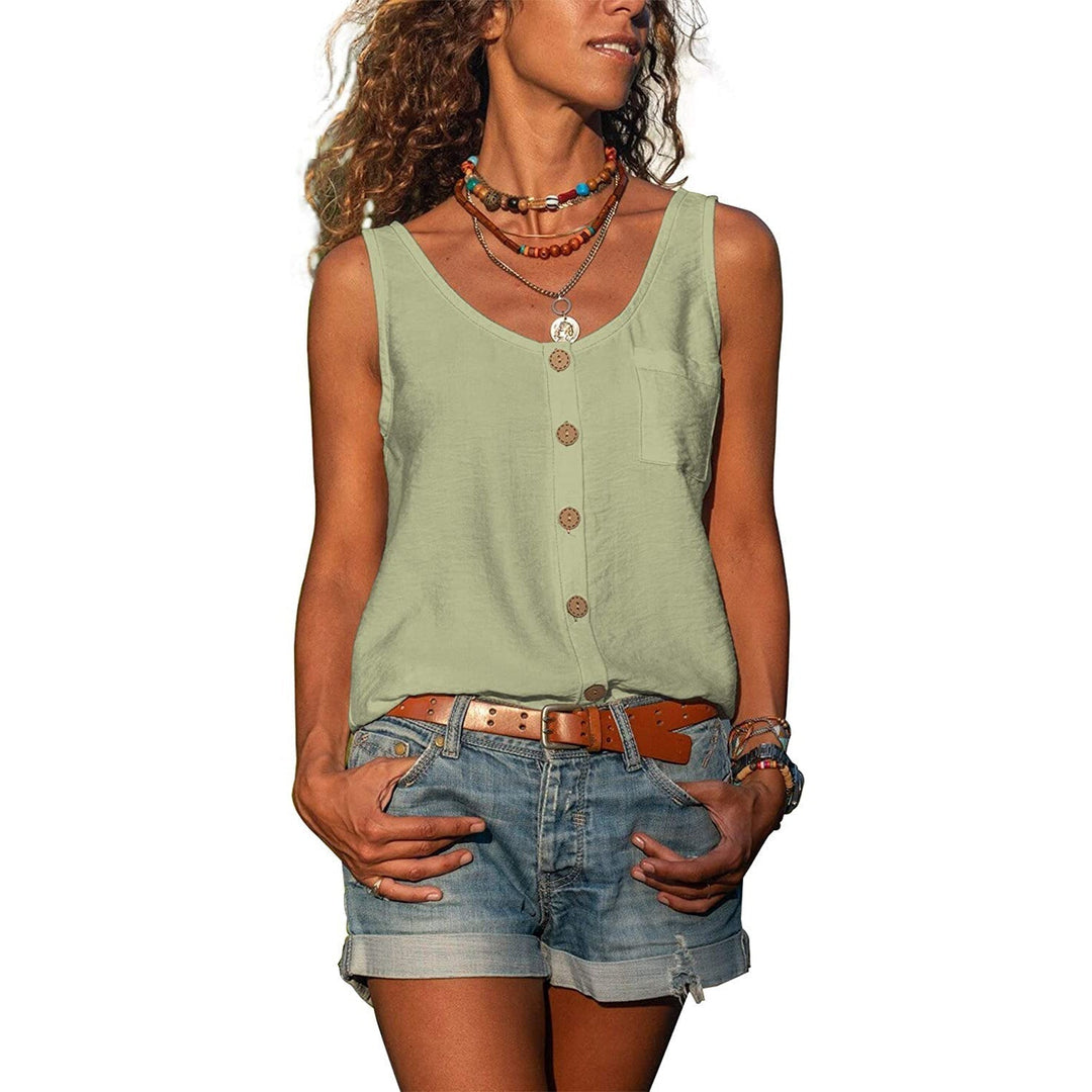 Top Boutonné Sans Manches Femme