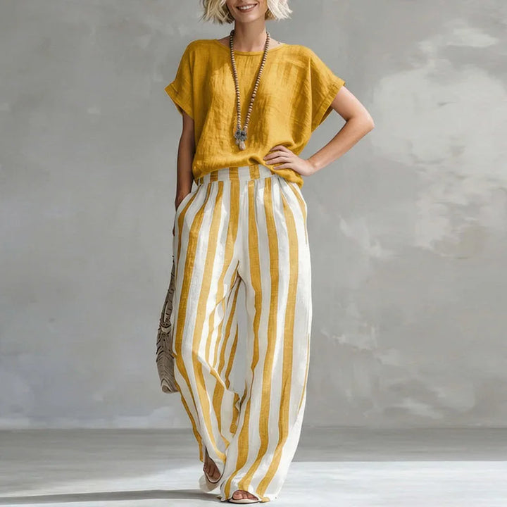 Ensemble Lin Rayé Femme