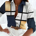 Chemise À Imprimé Géométrique Et Manches Longues Femme