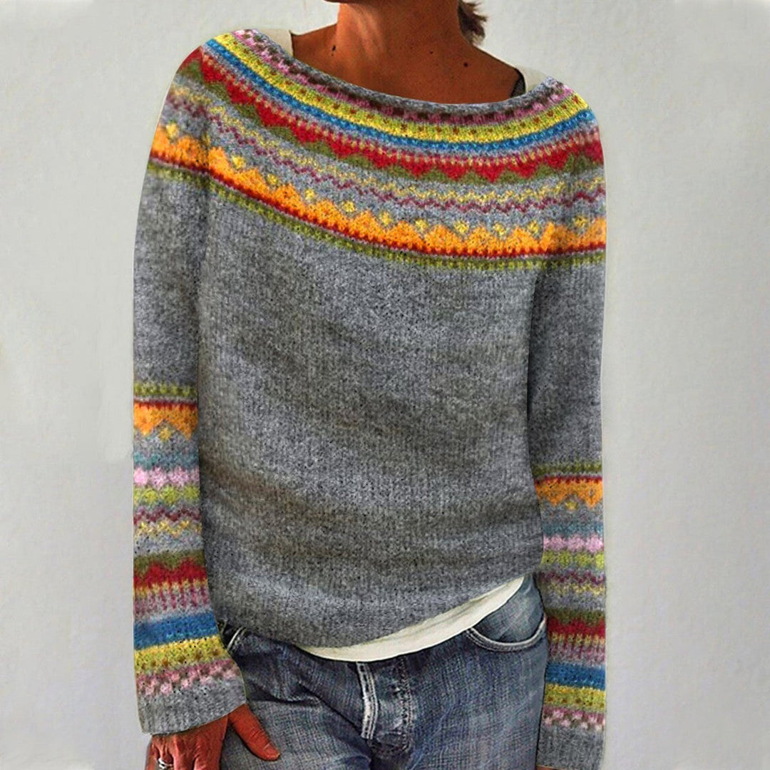 Pull Oversize Rayé à Manches Longues Femme