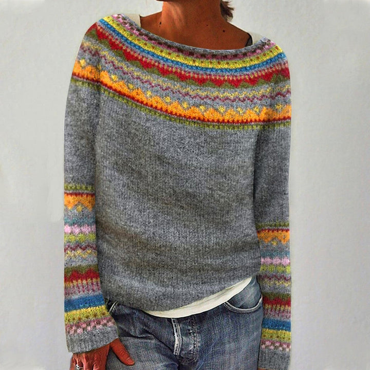 Pull Oversize Rayé à Manches Longues Femme