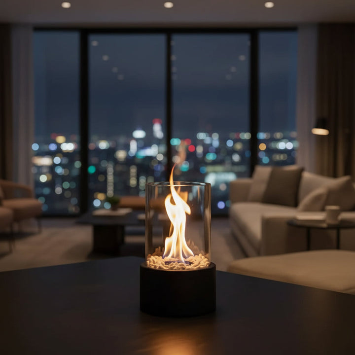 Cheminée de Table avec Cylindre en Verre