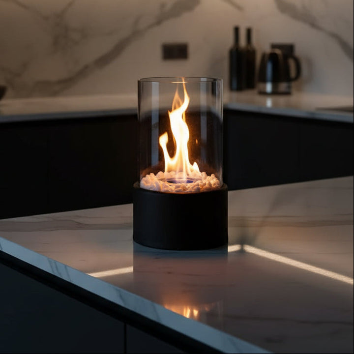 Cheminée de Table avec Cylindre en Verre