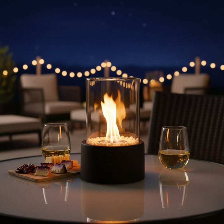 Cheminée de Table avec Cylindre en Verre