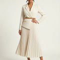 Ensemble Blazer Jupe Plissée Deux Pièces Femme