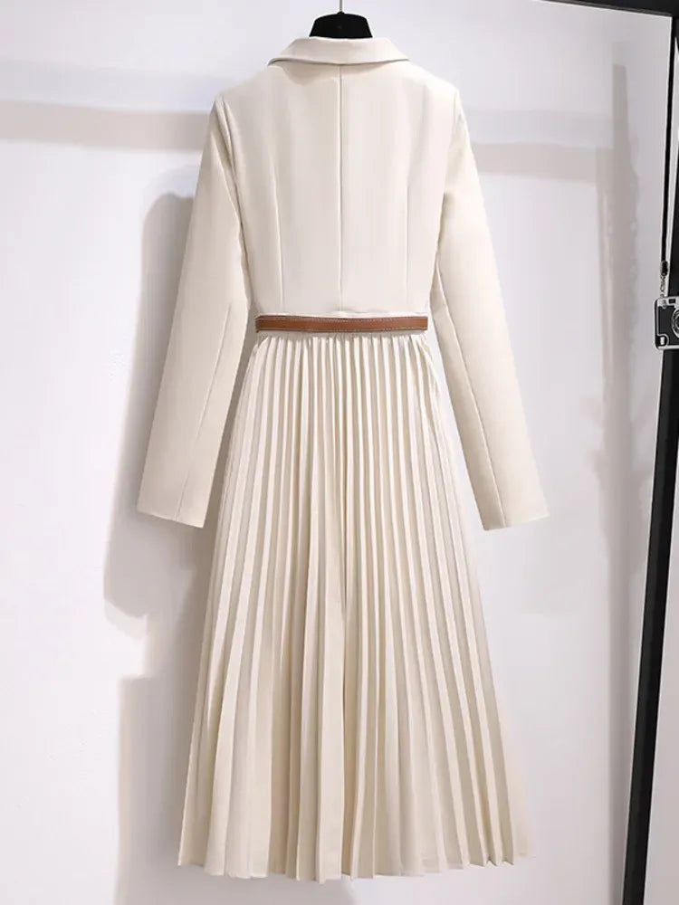Ensemble Blazer Jupe Plissée Deux Pièces Femme