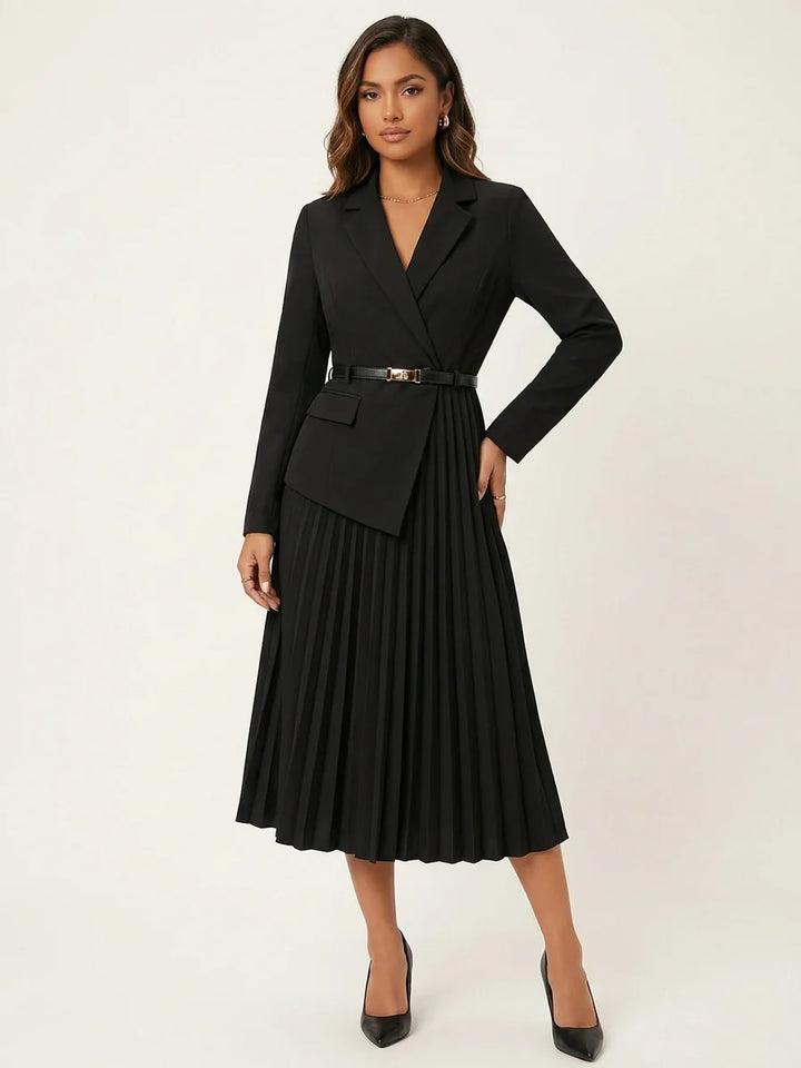 Ensemble Blazer Jupe Plissée Deux Pièces Femme