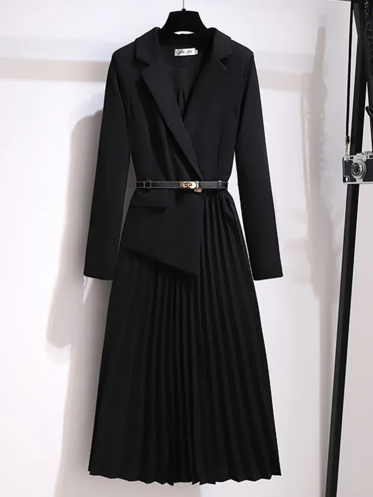 Ensemble Blazer Jupe Plissée Deux Pièces Femme
