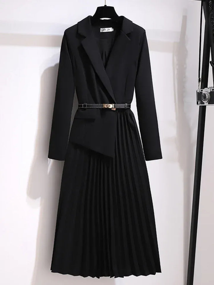 Ensemble Blazer Jupe Plissée Deux Pièces Femme