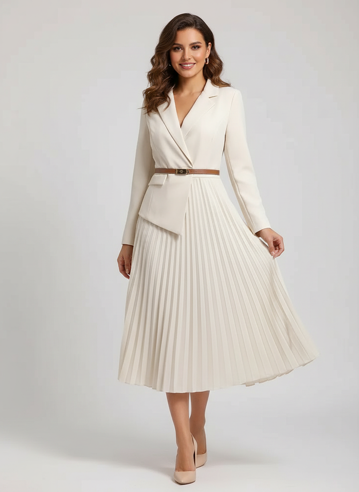 Ensemble Blazer Jupe Plissée Deux Pièces Femme