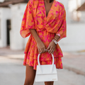 Women's Floral Ruffle Wrap Dress