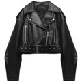 Women's Cropped Faux-Leather Biker Jacket