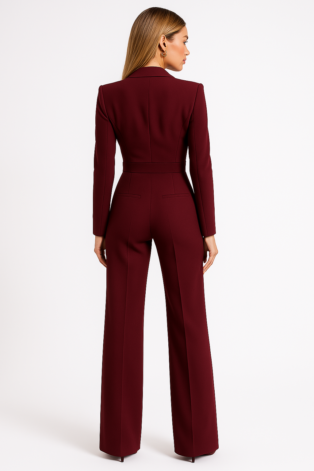 Combinaison Pantalon Large à Col Tailleur Femme