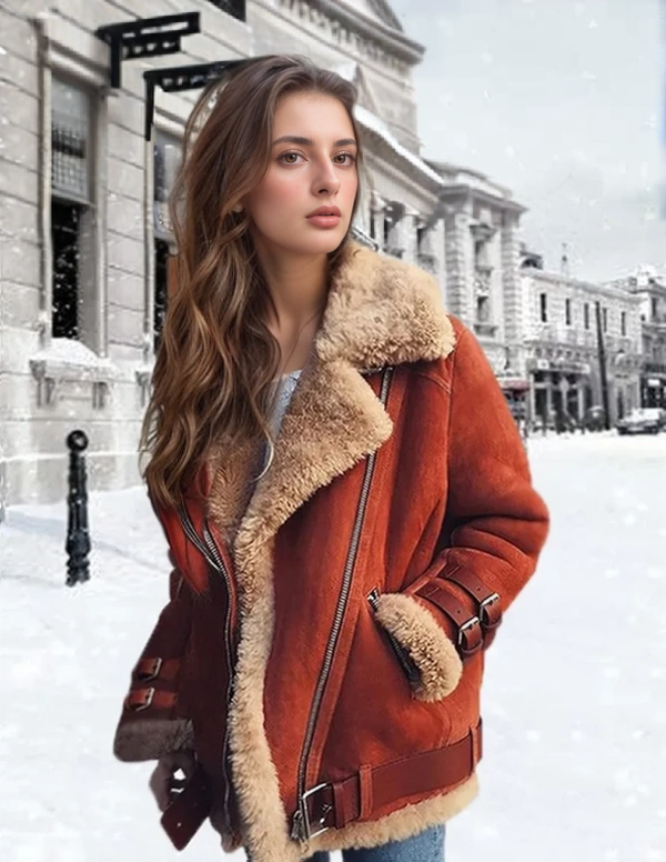 Blouson Aviateur Doublé Effet Mouton Femme