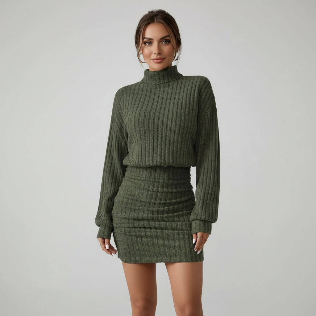Robe Pull Côtelée Femme