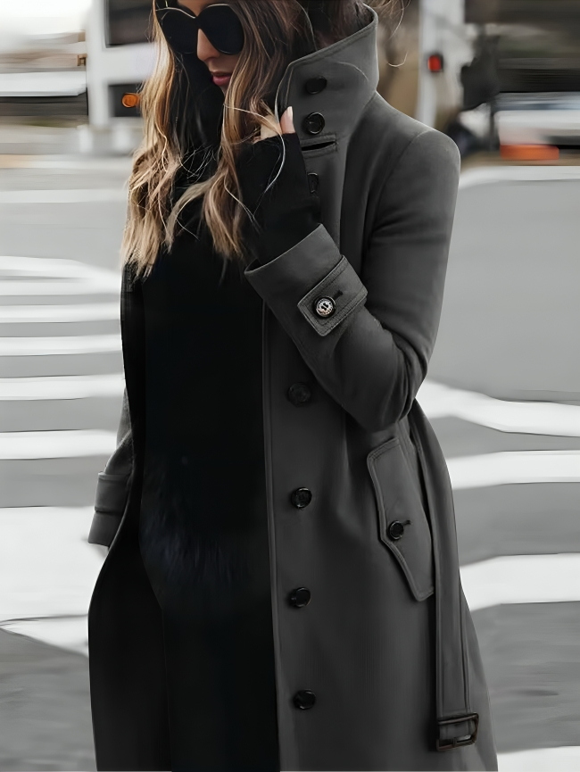 Manteau Long à Col Montant Femme