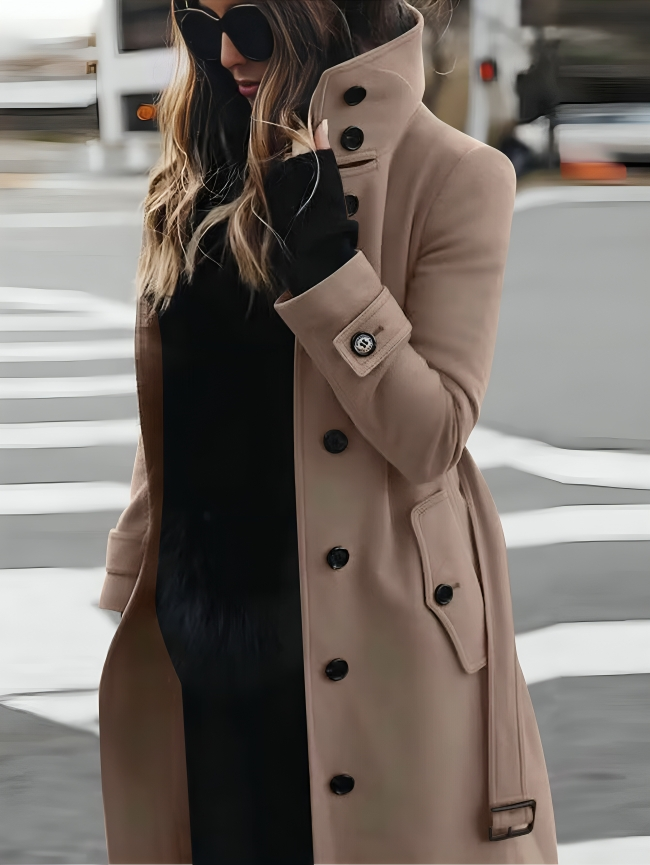 Manteau Long à Col Montant Femme