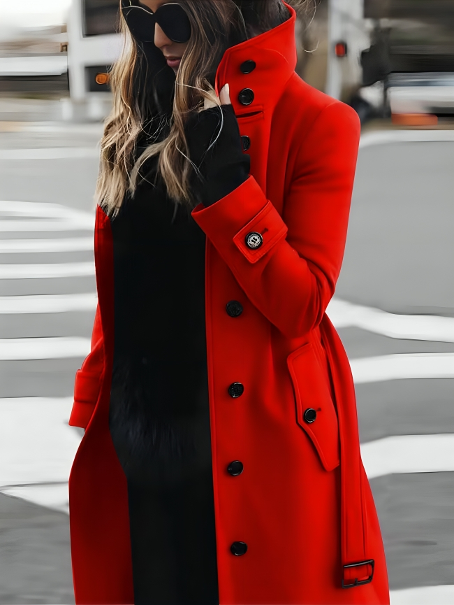 Manteau Long à Col Montant Femme