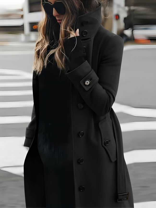 Manteau Long à Col Montant Femme