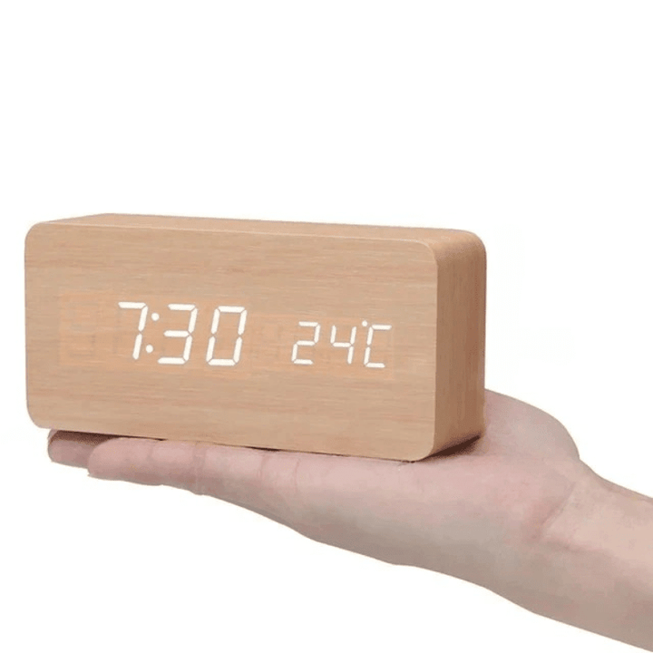 Réveil Numérique Effet Bois