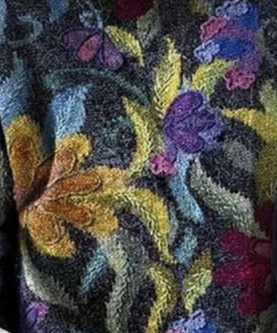 Pull à Motif Floral Col Rond Femme