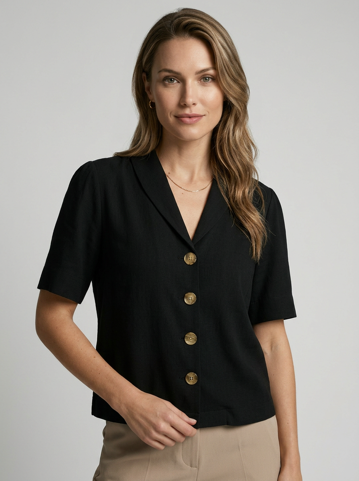 Blouse Fluide Manches Courtes Femme