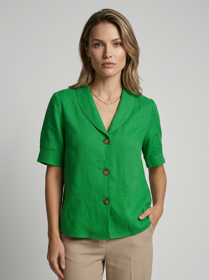Blouse Fluide Manches Courtes Femme