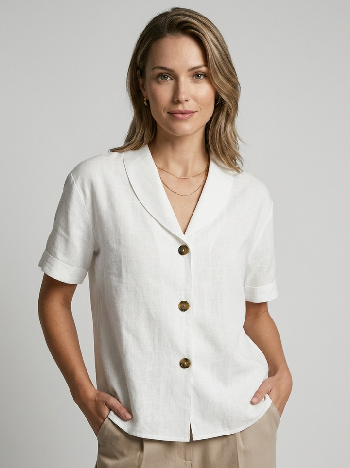 Blouse Fluide Manches Courtes Femme