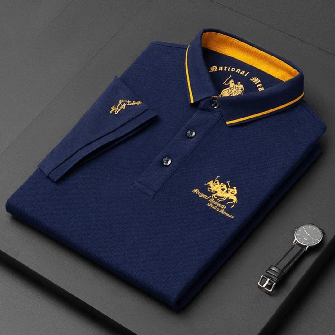 Polo Brodé Col Contrasté Homme