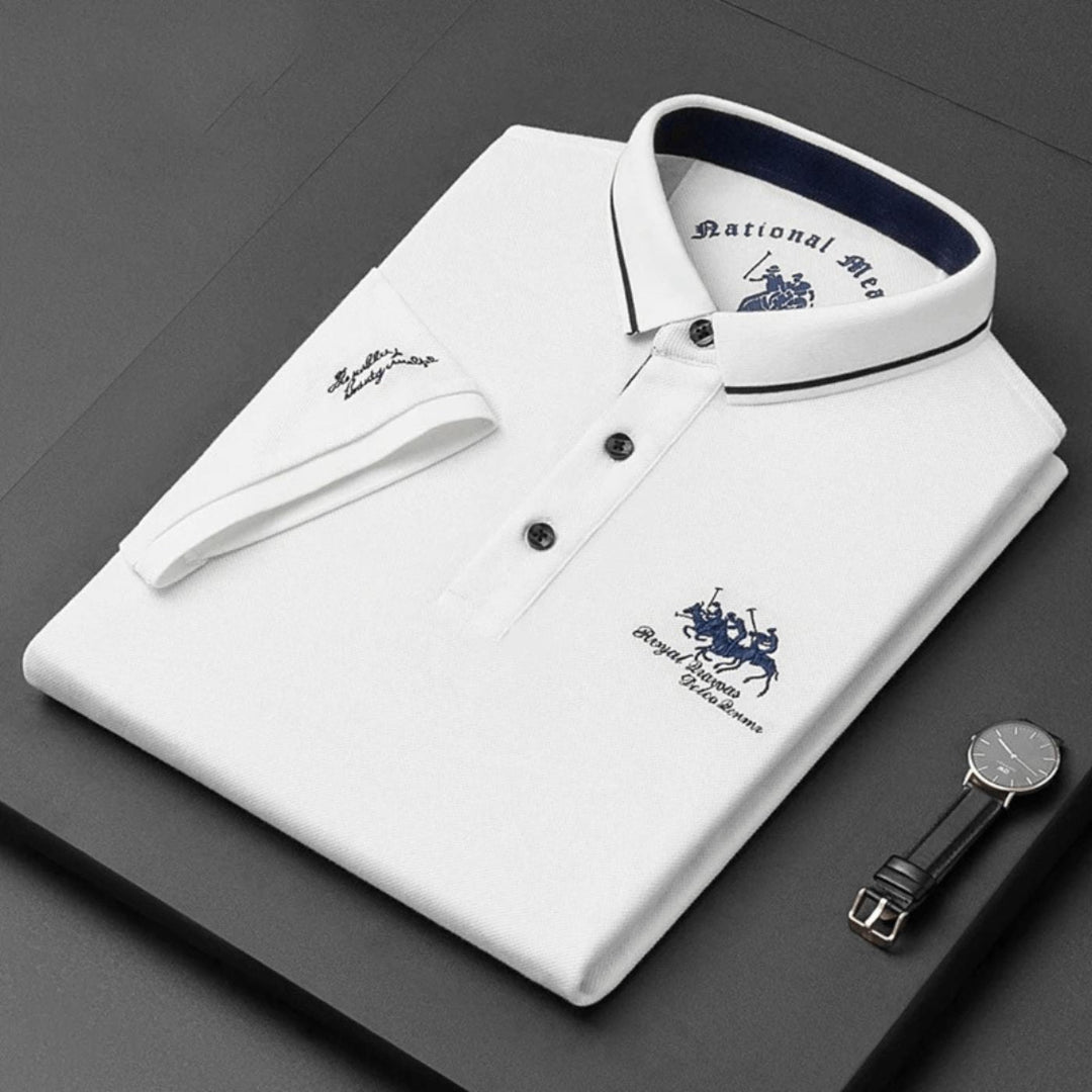 Polo Brodé Col Contrasté Homme
