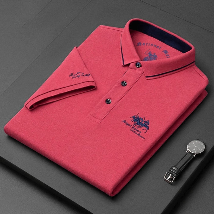 Polo Brodé Col Contrasté Homme