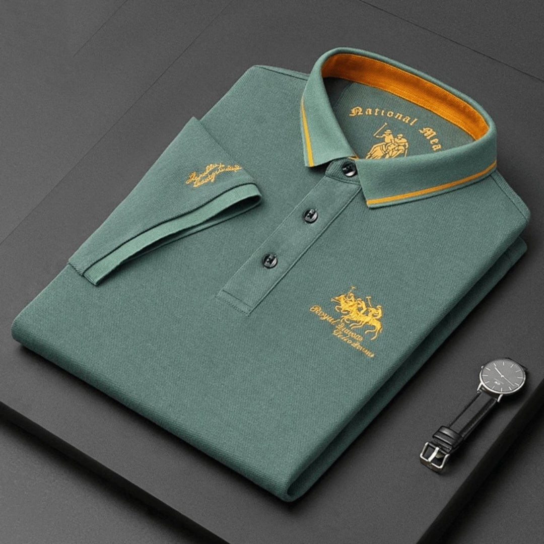 Polo Brodé Col Contrasté Homme