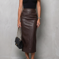 Jupe Midi Crayon à Taille Haute Femme