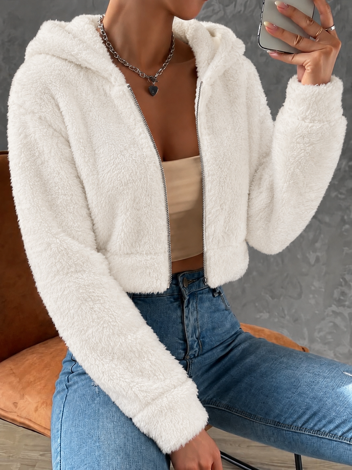 Veste Courte Zippée à Capuche Femme