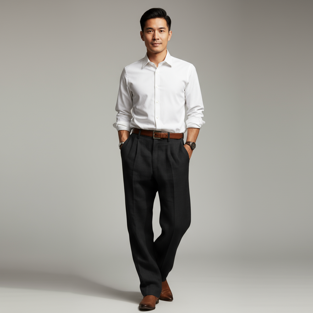 Pantalon Habillé Plissé Homme