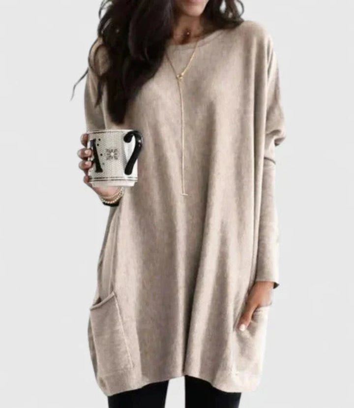 Robe à Col Zippé et Manches Longues Femme