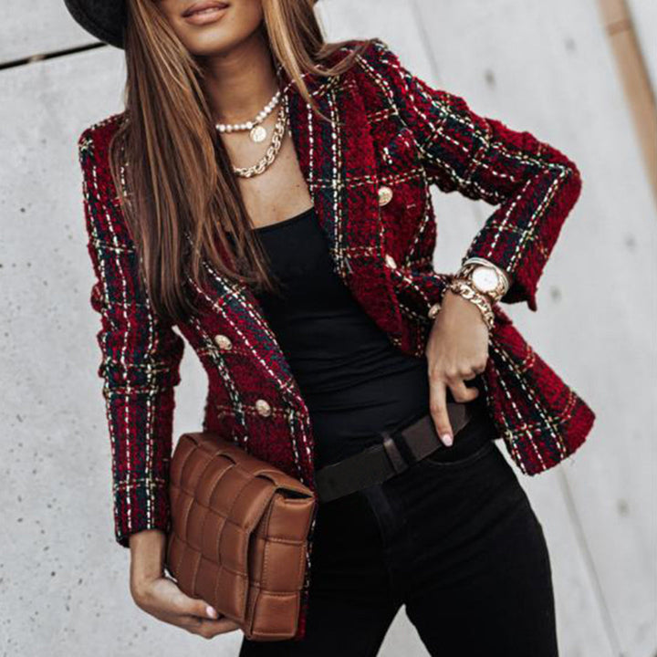 Blazer Tweed Carreaux Femme