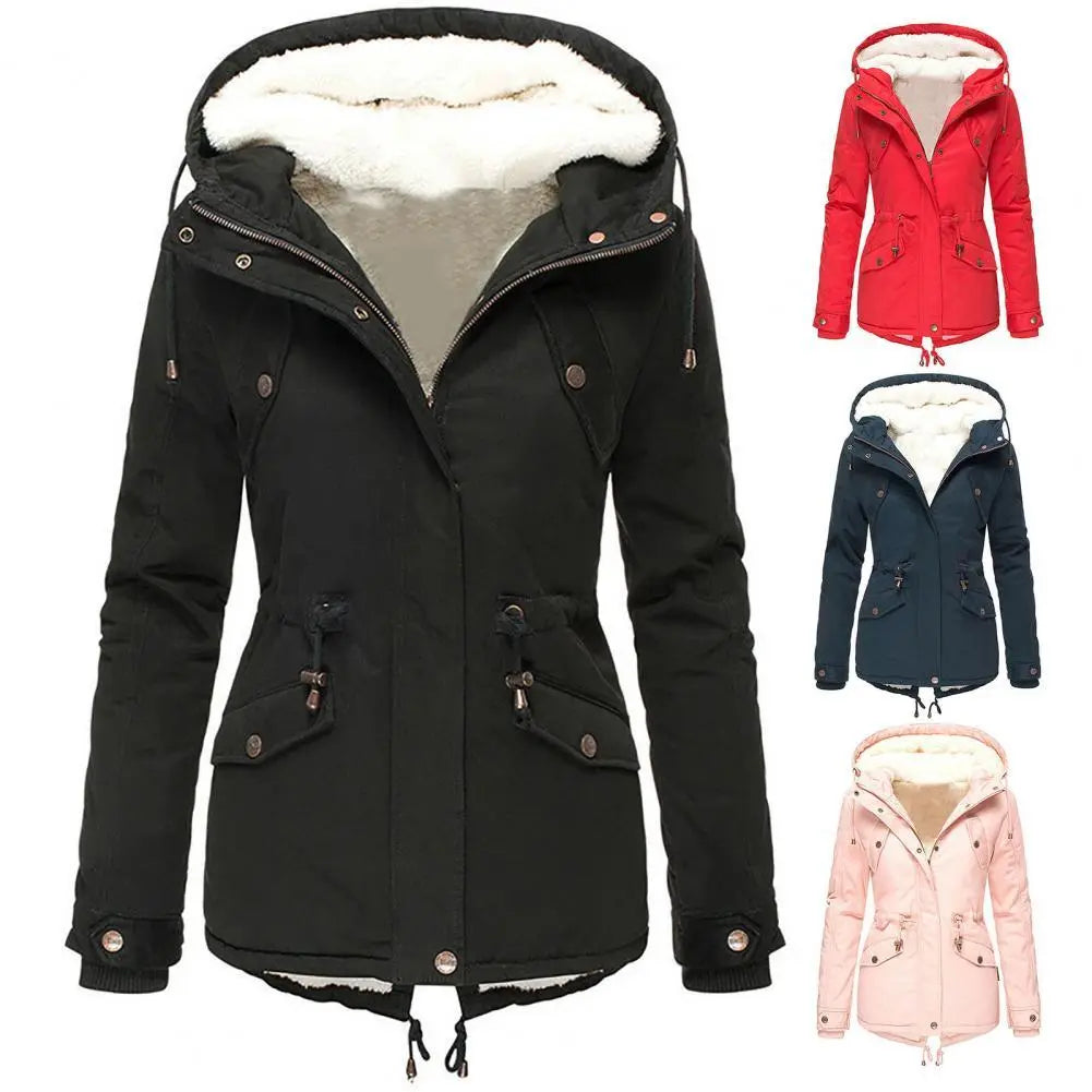 Parka À Capuche Taille Ajustable Femme
