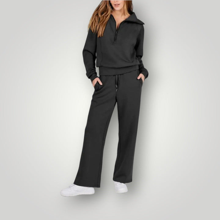 Ensemble avec Haut Zippé et Pantalon Large Femme