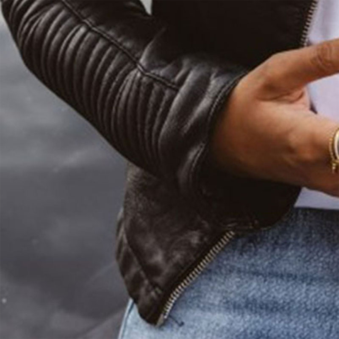Veste Biker Courte à Zips Et Panneaux Matelassés Femme