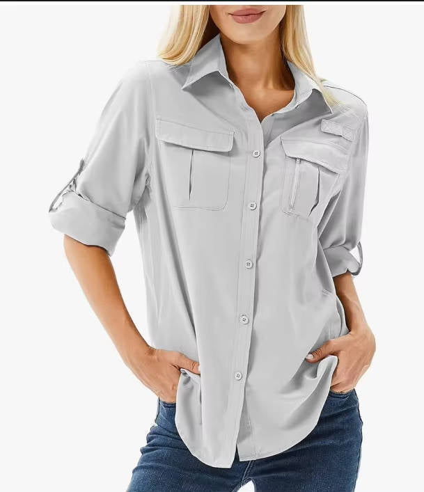 Chemise Manches Longues à Poches Femme