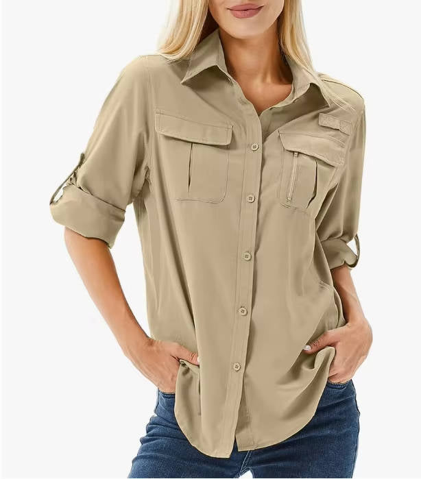 Chemise Manches Longues à Poches Femme