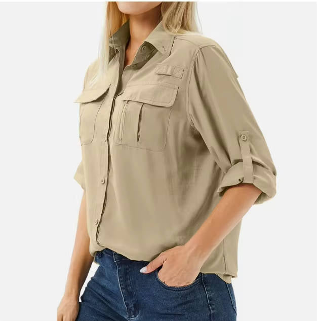 Chemise Manches Longues à Poches Femme