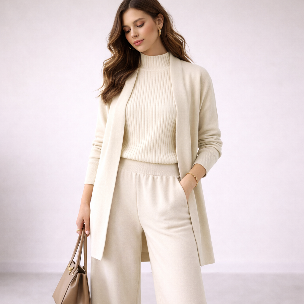 Ensemble 3 Pièces Maille Décontracté Femme