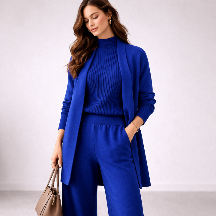 Ensemble 3 Pièces Maille Décontracté Femme