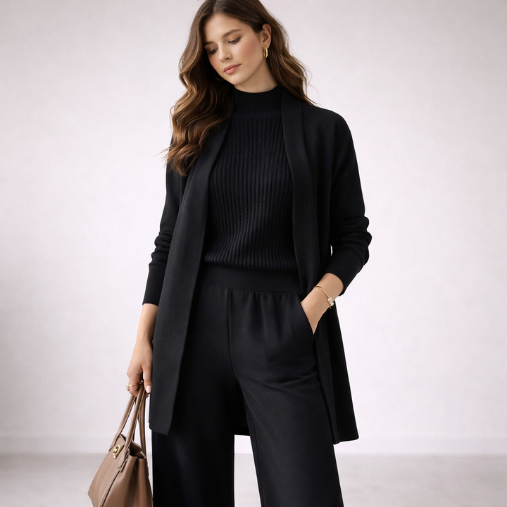 Ensemble 3 Pièces Maille Décontracté Femme