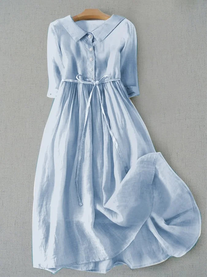 Robe Chemise Midi Ceinturée Femme