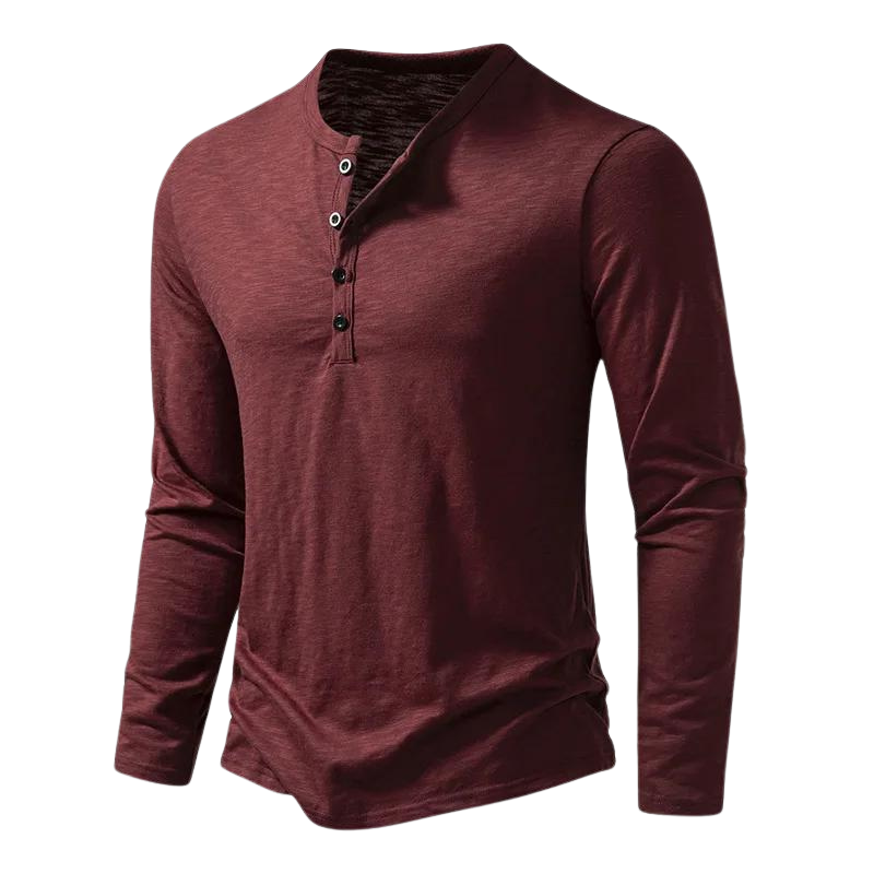 T-Shirt Henley à Manches Longues Homme
