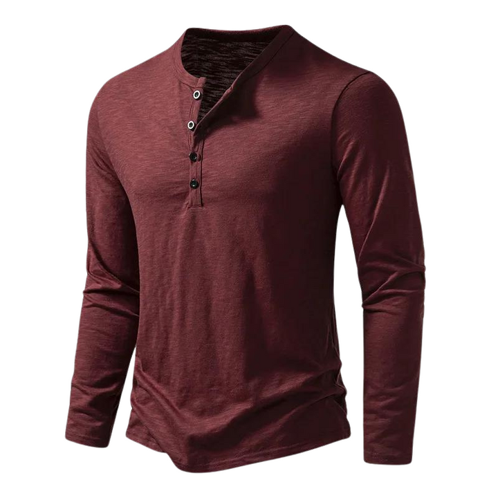 T-Shirt Henley à Manches Longues Homme