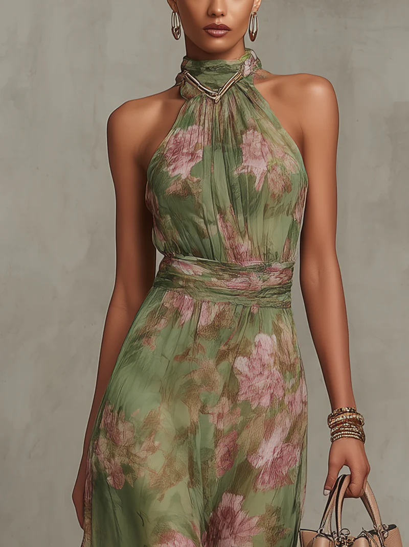 Robe Longue Fleurie Dos Nu Femme